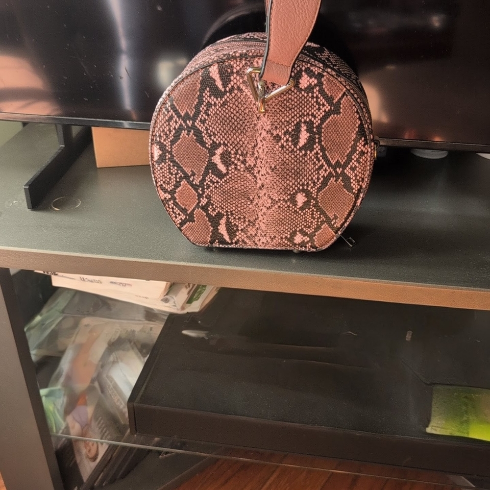 K. Carroll Faux Pink Snakeskin Satchel